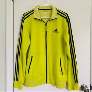 Adidas Essentials 3 Stripe Mens Track Jacket Medium Neon Yellow Originals